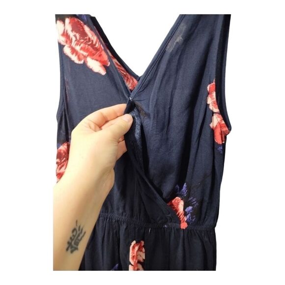 Maurices Floral Walkthrough Romper V Neck Dress Sz S - Picture 4 of 10